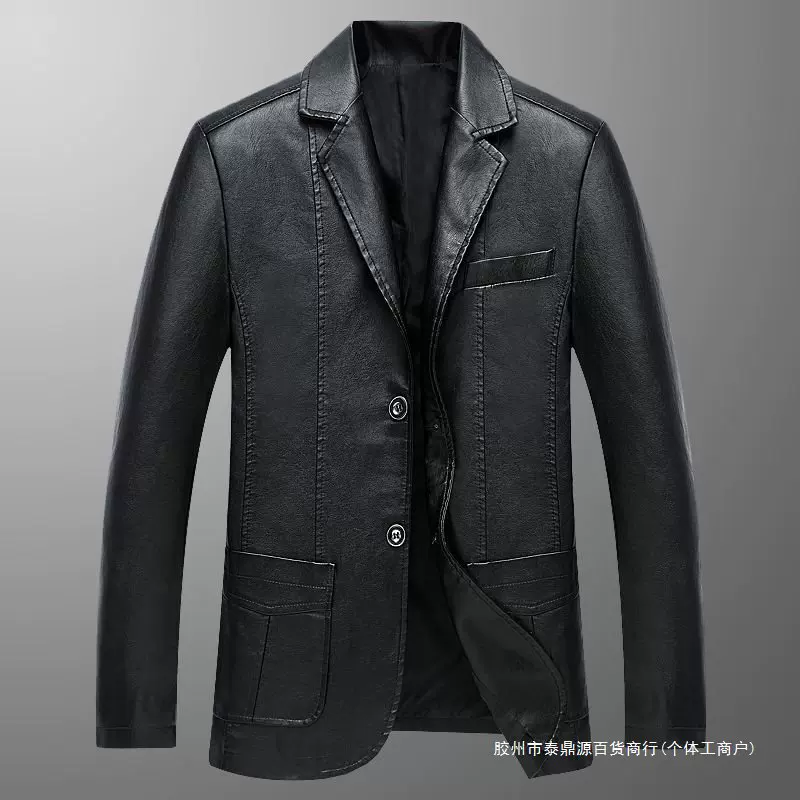 Мужской кэжуал-жакет для отдыха, осень, Slim Fit, кожа/кожзам, стиль для среднего возраста, бренд