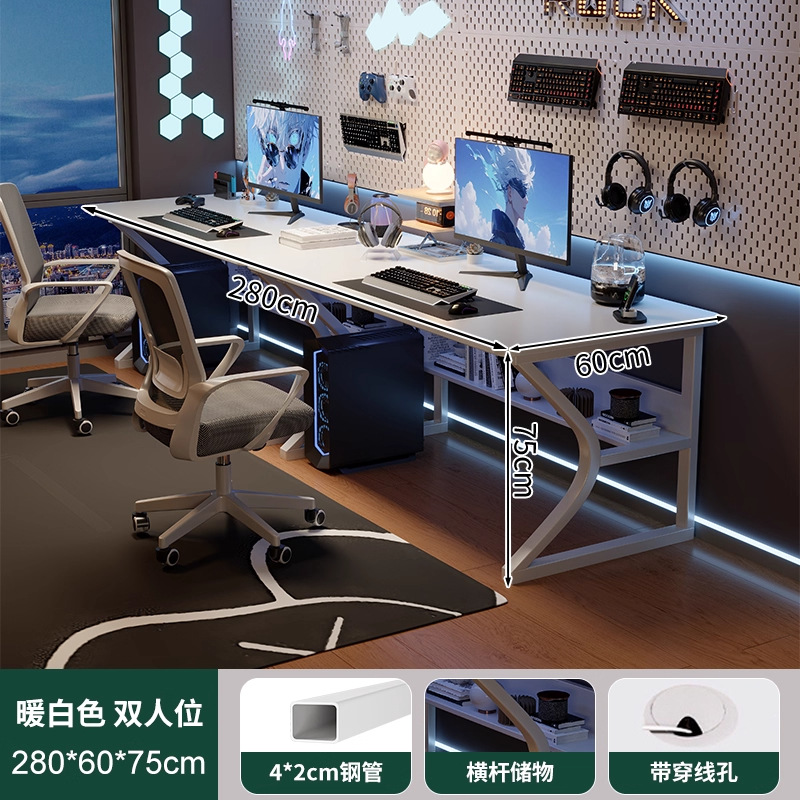 Mesas de dos personas, mesas de computadora blancas, mesas de escritorio, mesas de trabajo para el dormitorio, mesas de trabajo para el hogar con brazo robótico.