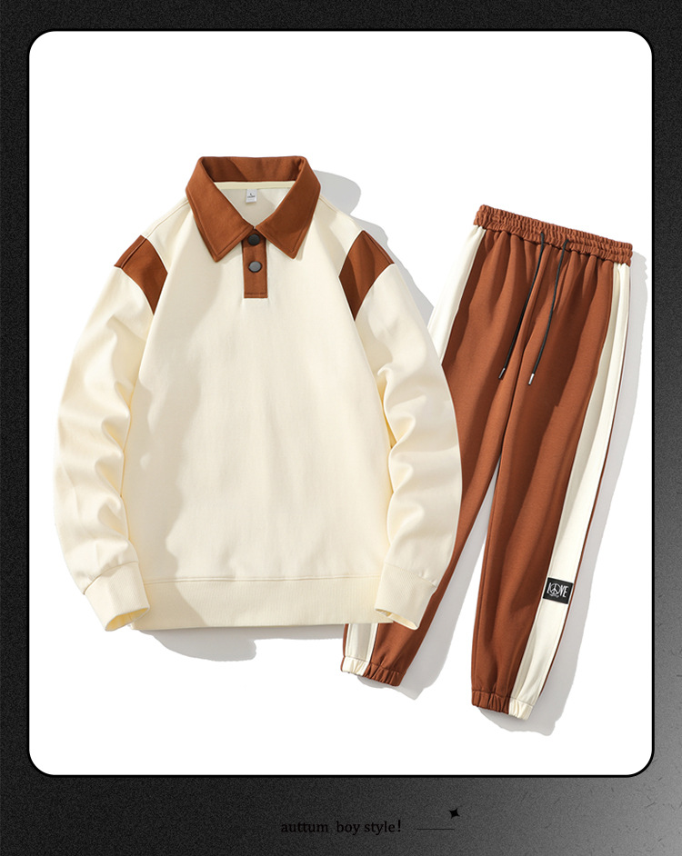 Herren Trainingsanzug Mit Langarm Poloshirt Und Freizeithose_voghion.com