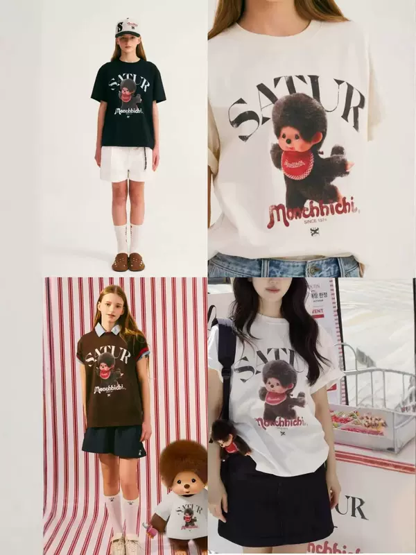 สินค้าฮิตฤดูร้อนปี 2026: เสื้อแขนสั้นคอกลม ใส่ได้ทั้งชายและหญิง พิมพ์ลายการ์ตูนคอลแลบ Monchhichi สไตล์หวานแหววแต่เท่