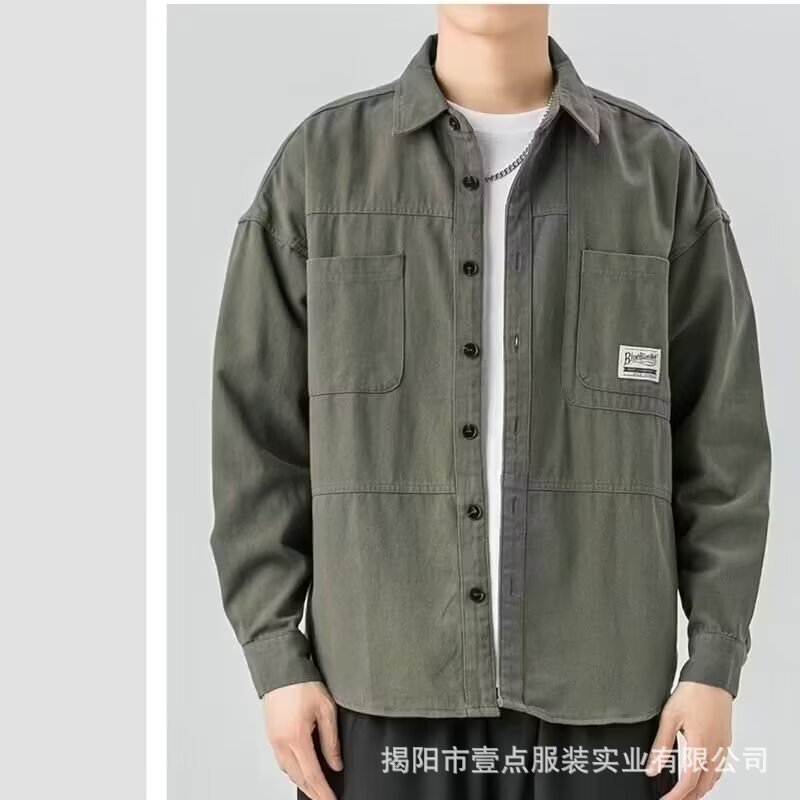 Kişi üçün yuyulmuş denim ceket, açıq rəngli, casual üslub