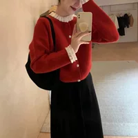 Little Xiangfeng Тяжелый кружевной трикотажный кардиган женский осень-зима новый свободный дикий мягкий клейкий сладкий свитер куртка