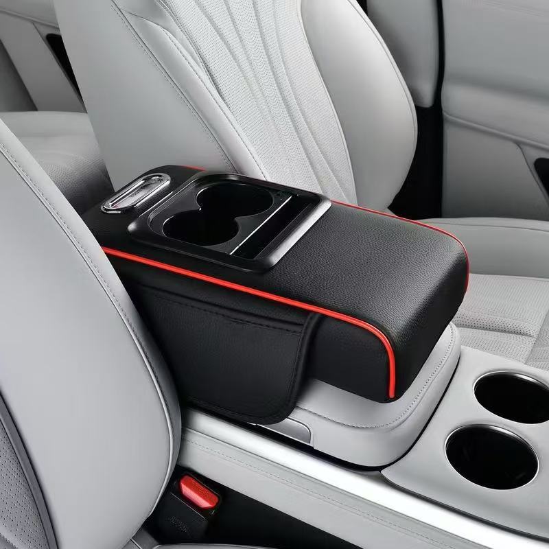 Cross-Border Car Armrest Box Heightening Pad, Car Central Armrest Box Pad, Tissue Box, Storage Bag, Plain Design, Four-In-One