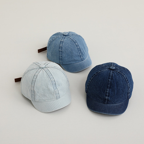 Short brim children's baby peaked hat spring and autumn children's cowboy hat blue versatile boy and girl hat sun hat