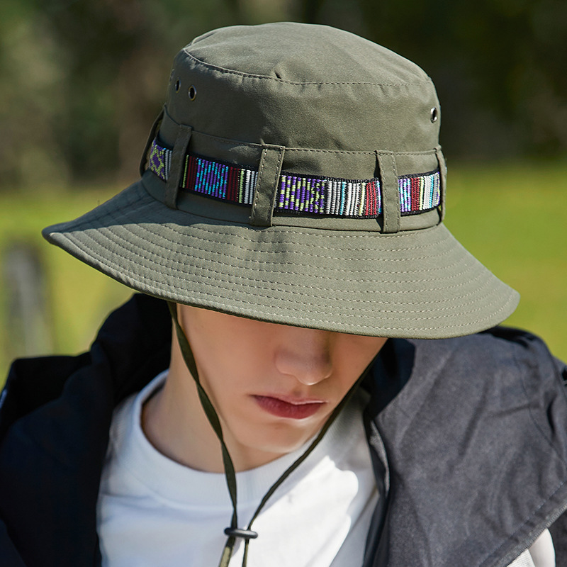 Chapeau d'alpinisme avec ruban pour hommes, chapeau de pêcheur Simple, pare-soleil attaché, coupe-vent, nouvelle collection printemps/été_voghion.com
