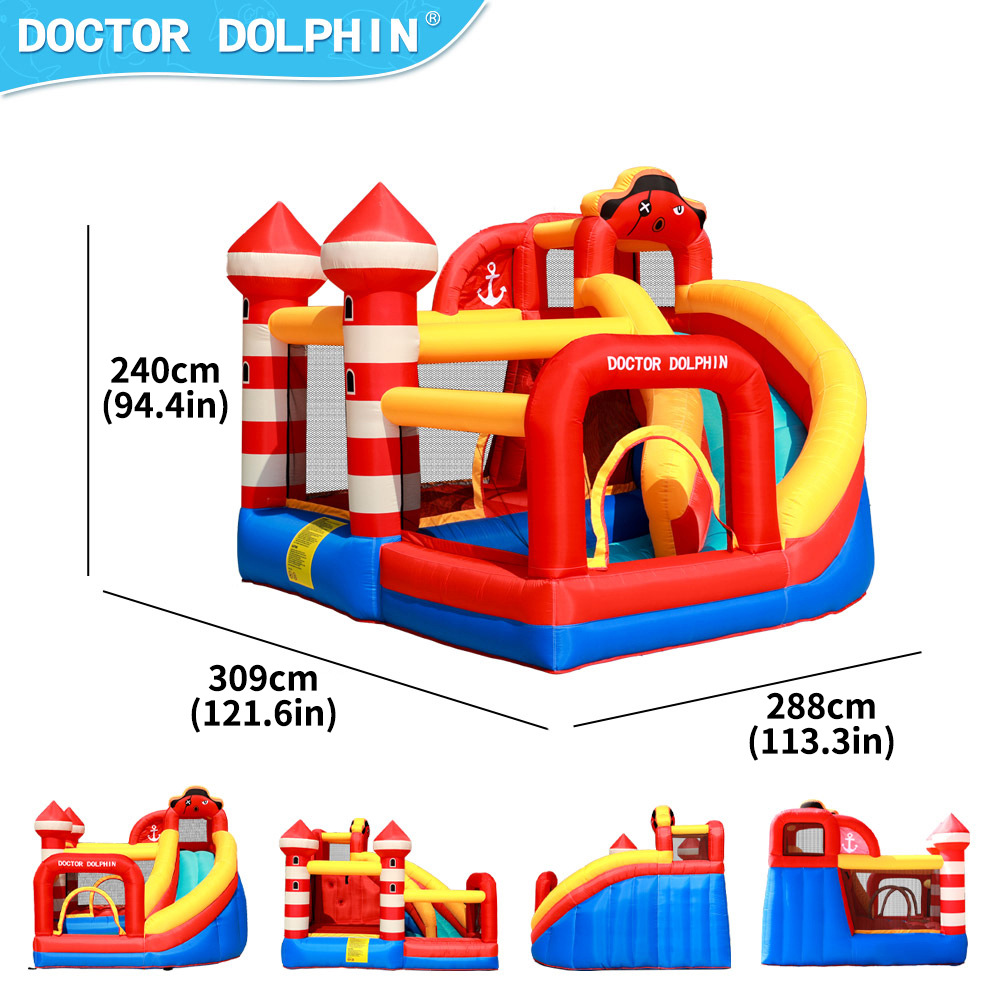 Castillo inflable infantil Doctor Dolphin, estilo pirata y pulpo, trampolín inflable para uso doméstico, tobogán, castillo inflable para niños