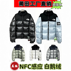 莆田高品质北家1996大格子羽绒服北脸申敏儿同款袖标男女款面包服