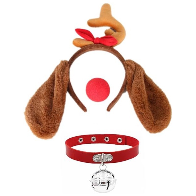 2025 ハロウィンクリスマス鹿の角ヘッドバンドぬいぐるみ犬耳クリスマス漫画犬コスプレトナカイの角|undefined