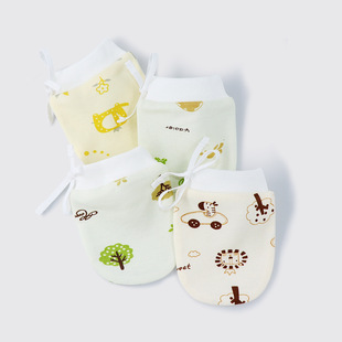 Baby Gloves Anti-scratch Face Baby Can Bite Four Seasons Cotton Anti-scratch Protective Gloves for Newborns Adjustable