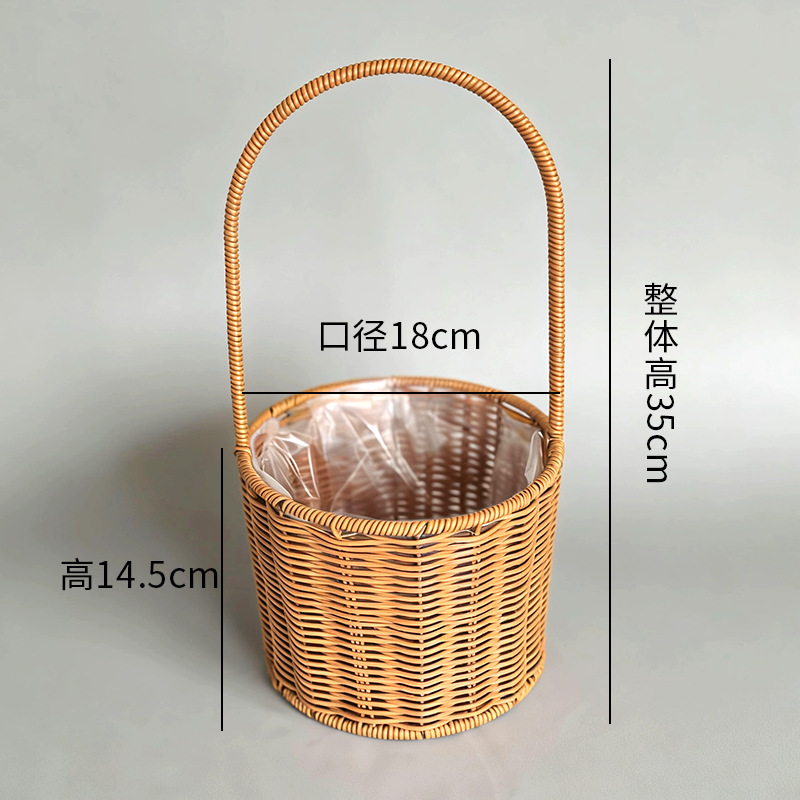 Cesta de Flores Tejida de Plástico Rattan Artesanal para Arreglos Florales y Regalos image 20