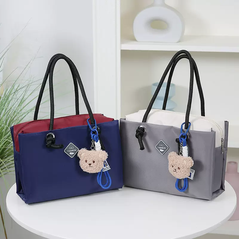 新款撞色女包大容量手提单肩包网红妈咪包上班通勤手拎包女包批发