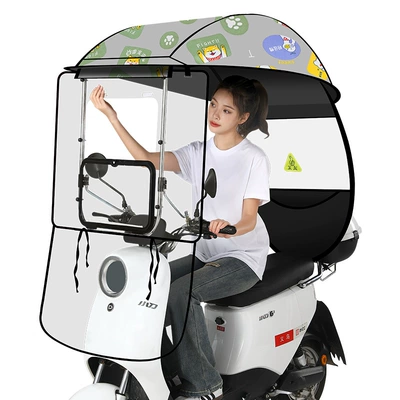 Protection and Rainproof Wind Shield, Elektromobil üçün ön şüşə çətiri (günlük) - rotating-large-window-model-good-fortune-big-pocket-lazy-lifting-bracket-sun-and-rain-windshield