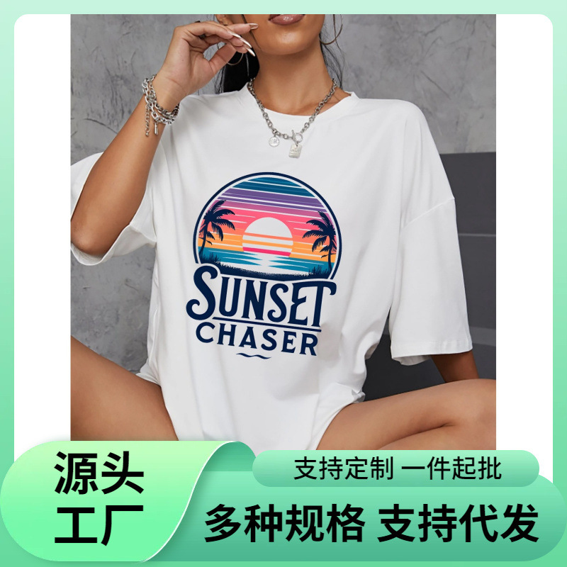 【European Size Cotton T-Shirt】【European Size Cotton T-Shirt】【European Size Cotton T-Shirt】 "Sunset Chaser" Women's Graphic T-Shirt - 【European Size Cotton T-Shirt】【European Size Cotton T-Shirt】【European Size Cotton T-Shirt】 "Sunset Chaser" Women's Graphic T-Shirt -