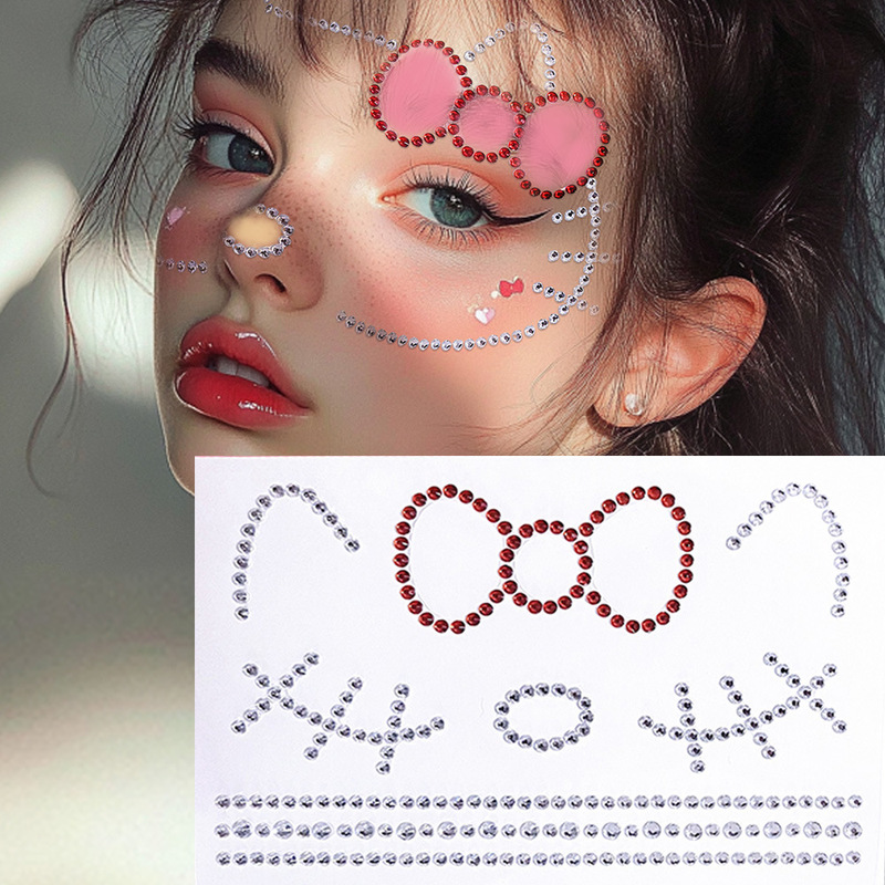 Little red book with cos face cat imitation makeup bright diamond imitation makeup creative waterproof flash diamond playful cute diy decorative face