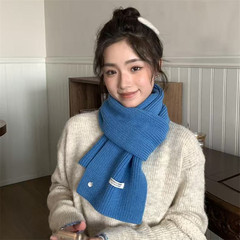 韩系仿羊毛针织毛线围巾女秋冬氛围感显白加厚保暖纯色围脖情侣款