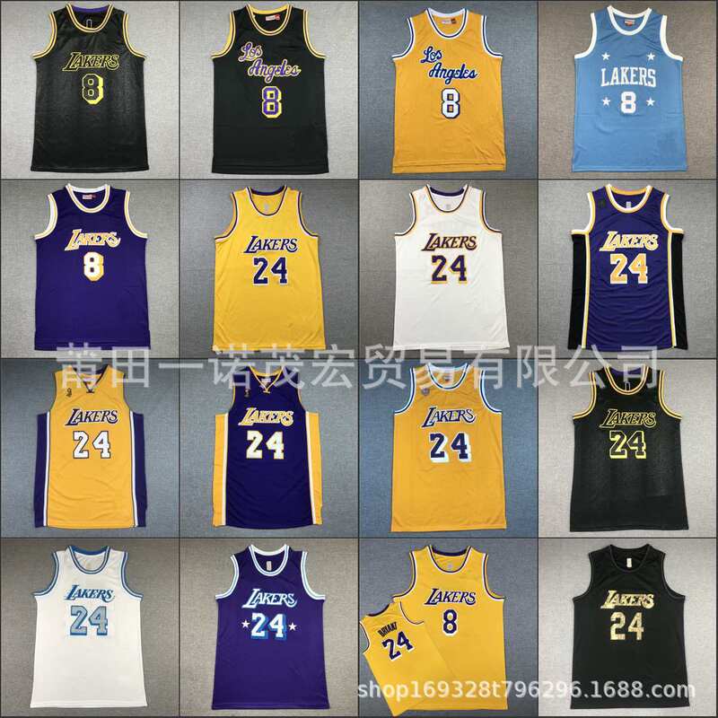 Basketball Jersey Jersey Jersey Lakers MN Vintage Embroidered Sports Vest #8 #24 KOBE