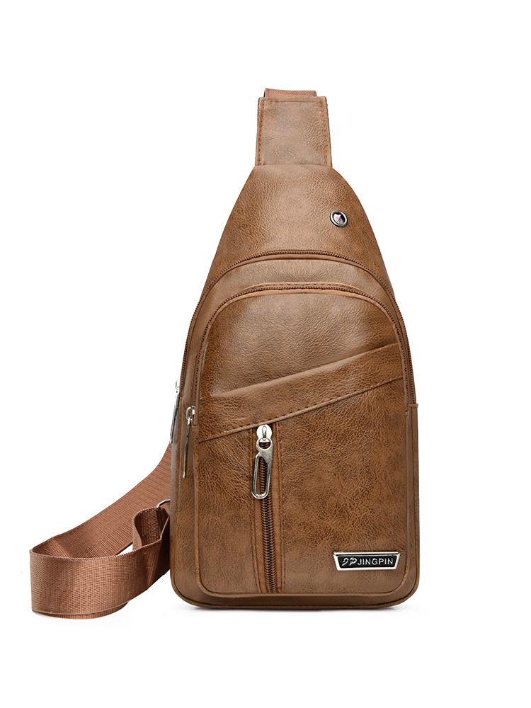 2024 bolso de pecho de cuero suave PU simple bolso de hombro a prueba de agua bolso de mochila de negocios casual al por mayor