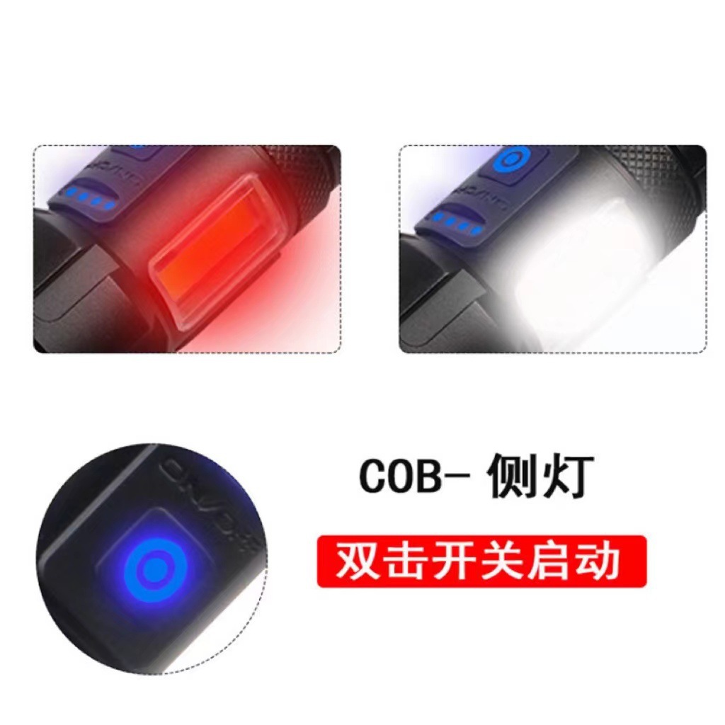 Linterna telescópica con zoom P90, reflector de patrulla, luz lateral COB, iluminación de emergencia para exteriores, luz potente de alta resistencia