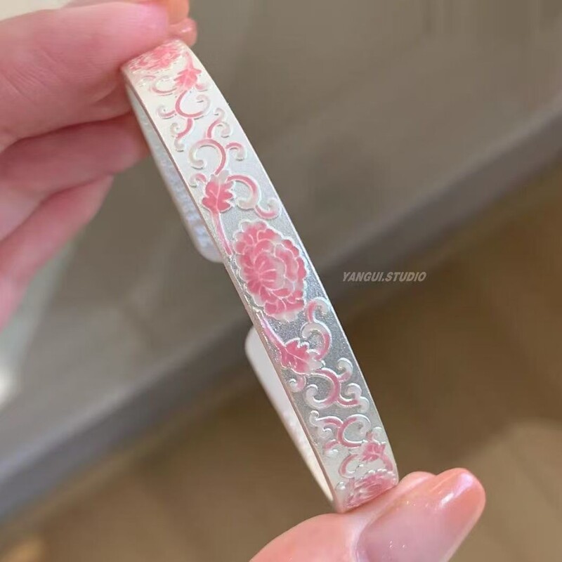 中国のレトロな絶妙なピンクの滴り釉フラワーブレスレット宮殿スタイルのニッチな甘いガーリーハート絶妙なスタッキングブレスレット|undefined