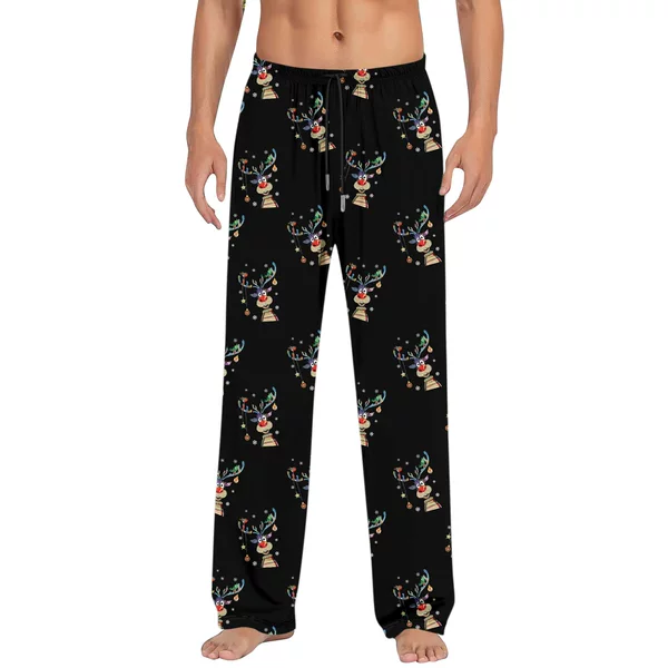 Cross-border European and American Christmas Imitation Cotton 3D Printed Pajama Pants Casual Home Men's and Women's Drawstring Side Pocket Home Pants Trousers