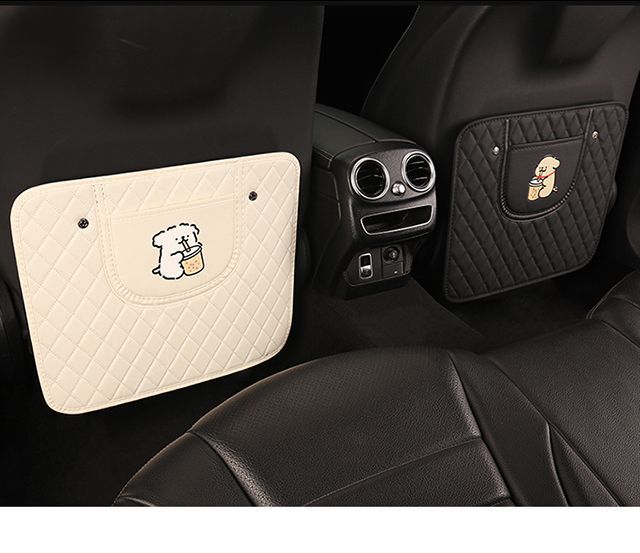Universal Rear Seat Anti-Kick Pad for Cars, Leather Cartoon Car Seat Backrest Anti-Dirt Protective Mat, Dirt-Resistant Storage Pad