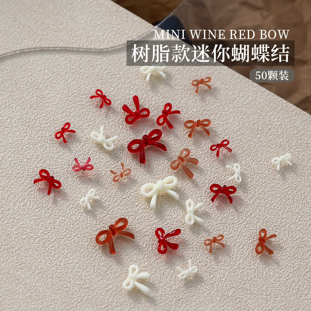 Смола бант маникюрные украшения горячая девушка ветер леопардовый рисунок французский мини винно-красный галстубок для ногтей украшения оптом