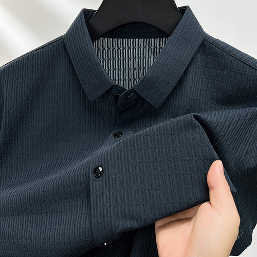 New 2025 Summer Thin Short-Sleeve Shirt for Middle-Aged Men, Open-Front Top, Simple and Clean Version, Father's Day Shirt