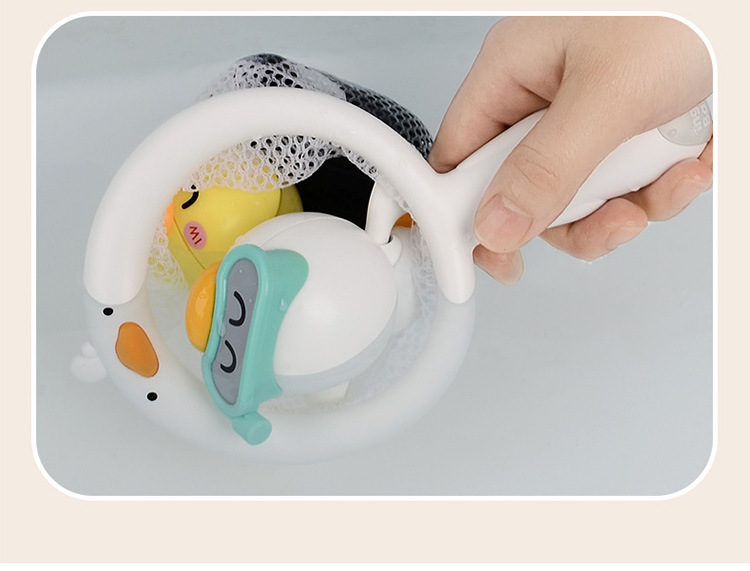 跨境新款洗澡玩具儿童戏水柯尔鸭捞捞乐婴儿沐浴发条上链玩具套装