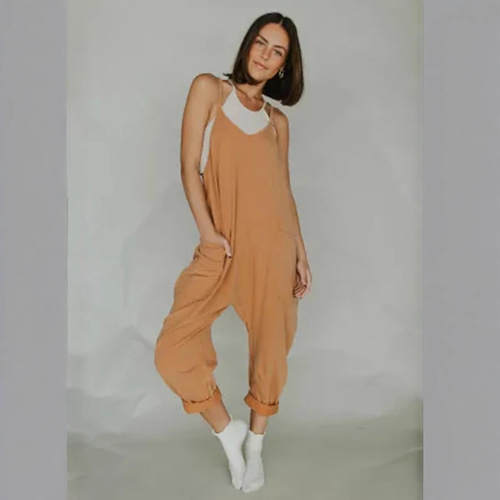  European and American Women's Fashion Amazon Size Cross-border E-commerce Standalone Item Solid Color Zipper Pouch Straps Bodysuit Full Thigh Pants
