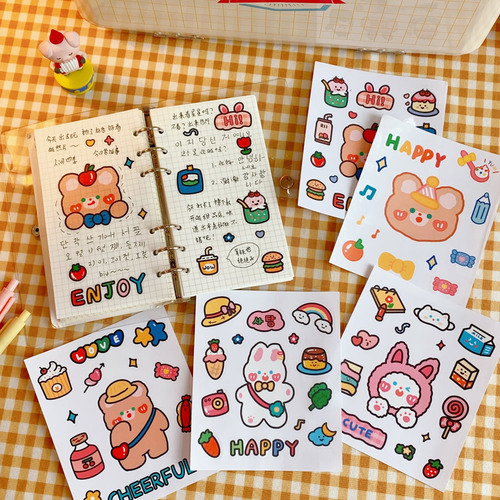 Tengyi Youpin Water Cup Sticker Cute Tea Bear Handbook Sticker Student Dormitory Cute Decoration Sticker Small Pattern Sticker