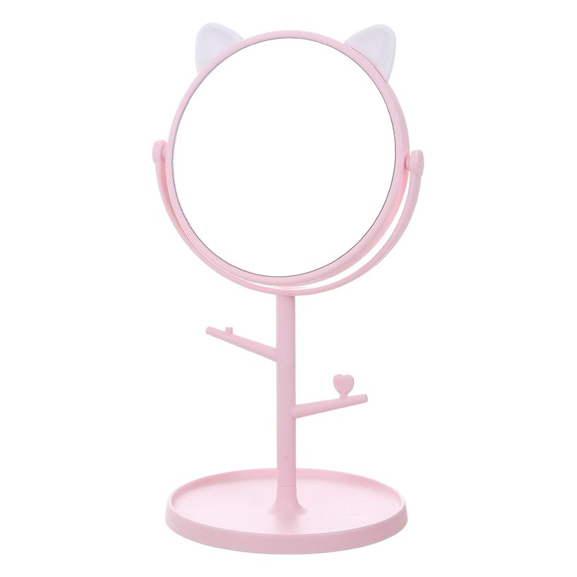 Espejo de tocador con orejas de gato, espejo de maquillaje giratorio de escritorio de alta definición, tocador para niñas, espejo de princesa de belleza creativo y sencillo