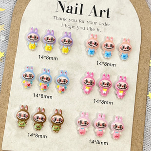 Labubu Cartoon Nail Art Jewelry Cute Stereo Labubu Big Mouth Little Monster Resin DIY Wearable Nail Accessories