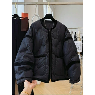 高级感洋气独特超好看的圆领棉服女冬季韩系宽松休闲面包服外套