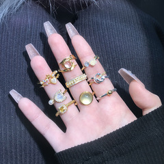 ins日系高級感疊戴金色字母D開口戒指小眾設計感氣質冷淡風指環潮