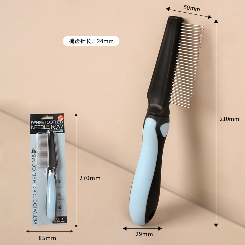 Peine desenredante de doble diente para perros y gatos, peine de aseo para perros, peine para eliminar el pelo suelto, herramienta para desenredar.