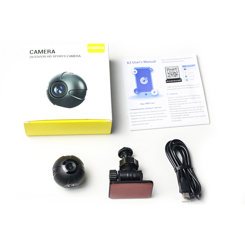 Nueva cámara modelo privada X3 HD wifi cámara remota 1080p visión nocturna cámara de deportes al aire libre redonda