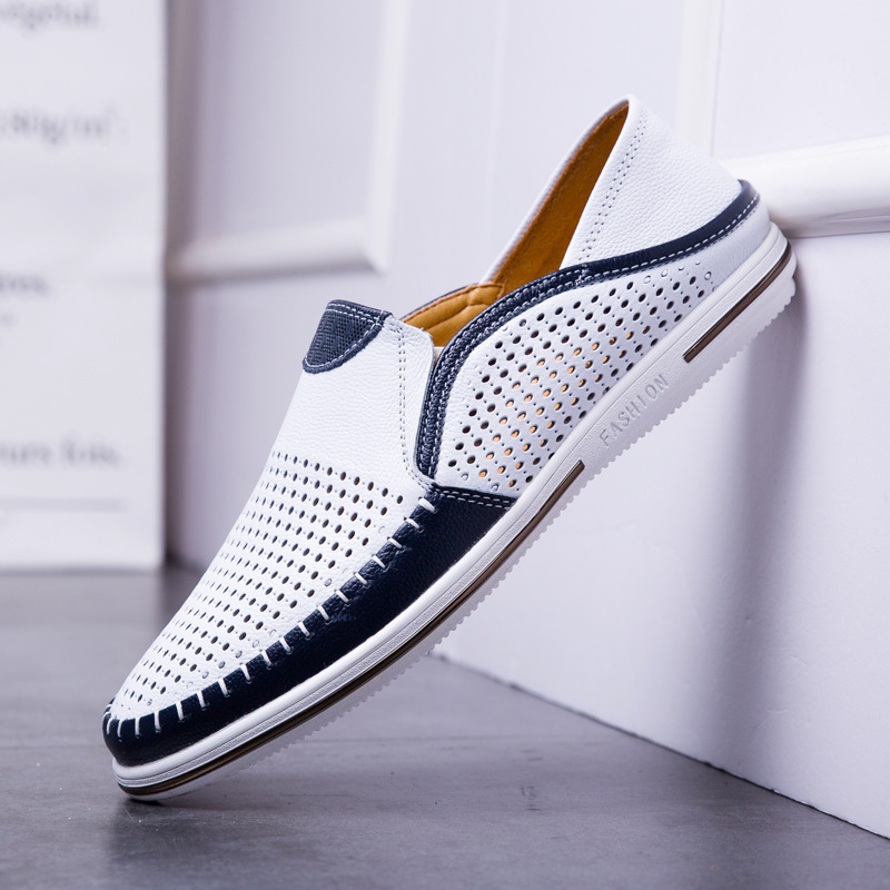 Hand-Stitched Cut Out Clogs New Summer First-Layer Cowhide Men's Shoes Breathable Men's Casual Leather Shoes Beanie Shoes Hand-Stitched Cut Out Clogs New Summer First-Layer Cowhide Men's Shoes Breathable Men's Casual Leather Shoes Beanie Shoes