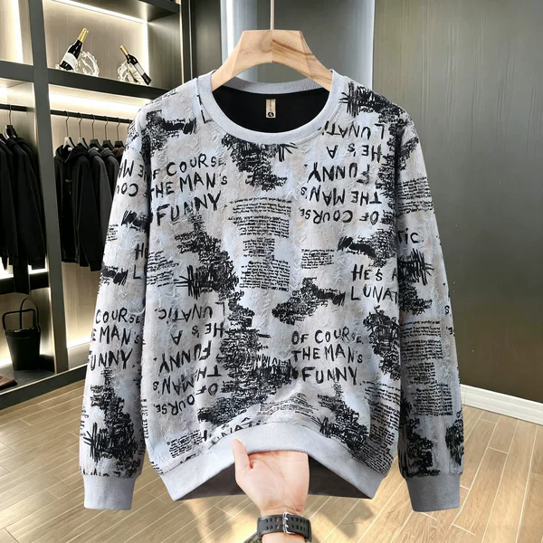 Plus-size men's clothing for big guys: loose-fitting long-sleeve sweatshirt 190kg can be worn casually and is versatile, a new trendy brand