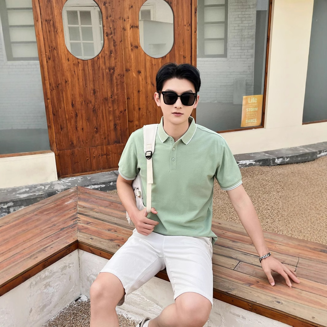 Camiseta Polo de Manga Corta con Cuello Bicolor y Efecto Refrigerante de Seda de Hielo DuPont Sorona, Nuevo Estilo Verano 2026