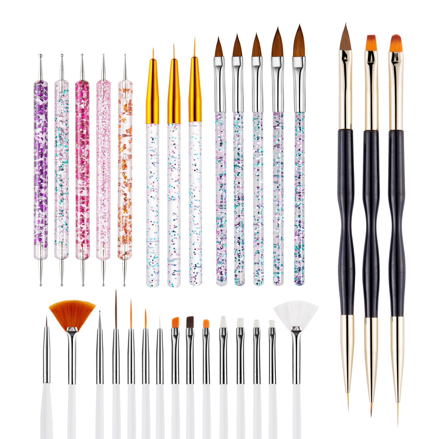 Amazon 28 piezas de uñas cepillo conjunto traje fototerapia pintura dibujo línea pintura flor floración uñas herramientas traje