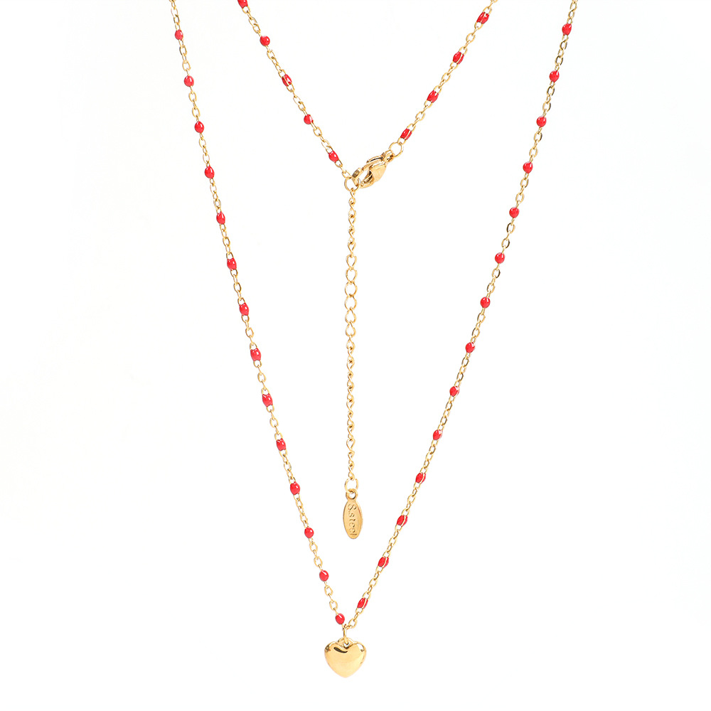 6g Weight Pendant Necklace Classification 1 Piece Quantity Daily, Street Occasion Stainless Steel, Titanium Steel Material Heart Shape Pattern Women's Gender Enamel, Plating Design Simple Style Style Simple Style Heart Shape Stainless Steel Titanium Steel Enamel Plating Pendant Necklace 5