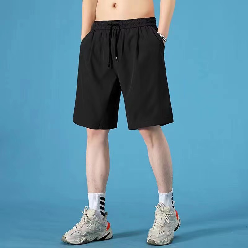 [Four-color ice silk shorts] Black