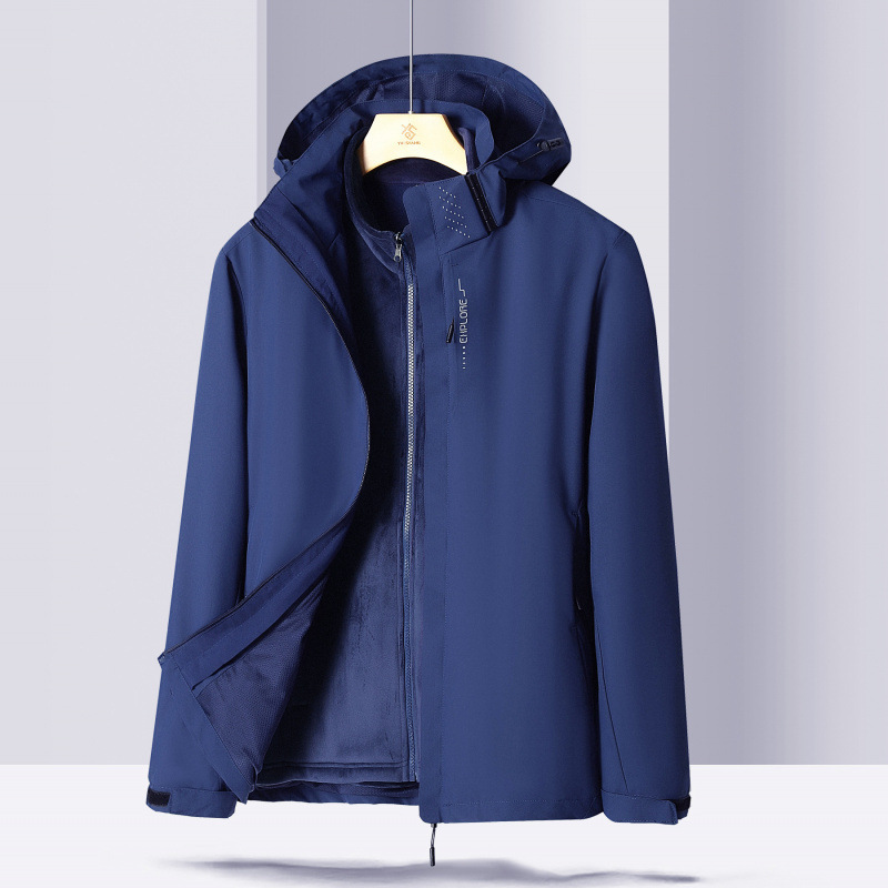 Explosión al aire libre tres en uno chaqueta de terciopelo interior chaqueta de montaña chaqueta deportiva casual chaqueta de caparazón blando para hombres y mujeres