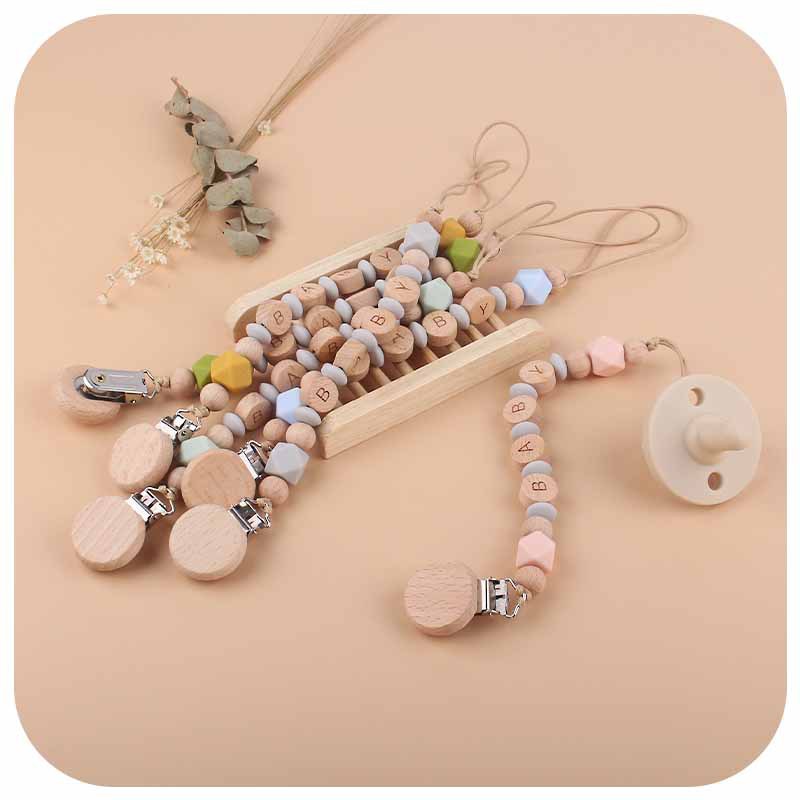DIY creativo bebé suministros de haya plana chupete clip DIY bebé nombre molar calmante silicona chupete cadena