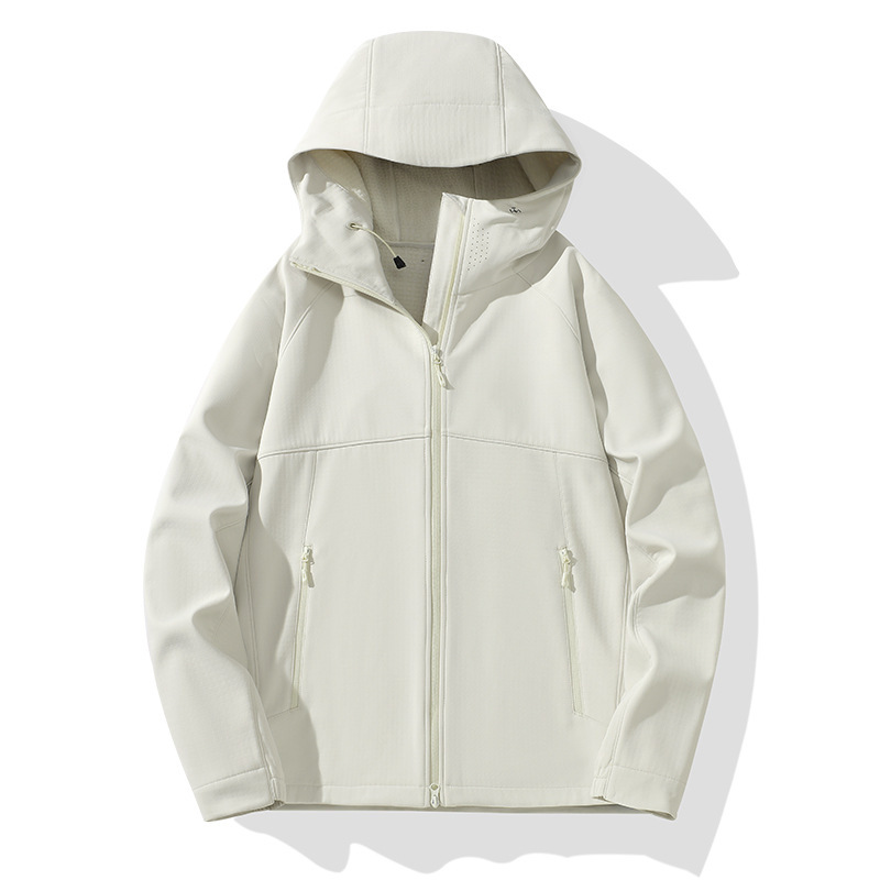 秋冬季新款户外运动情侣款登山服软壳连帽风衣夹克加绒外套男冲锋|undefined