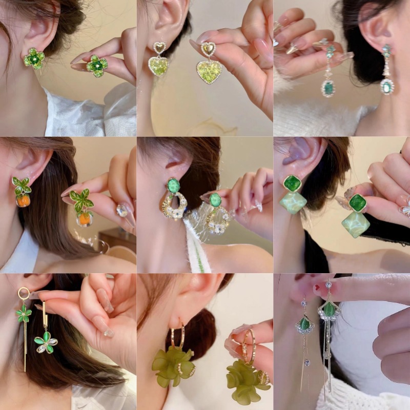 summer green fashionable elegant universal cute fresh earrings