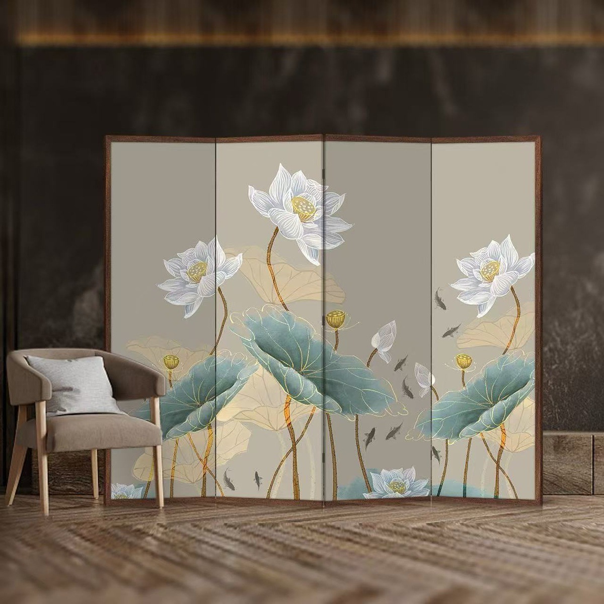 Nueva pantalla de estilo chino partición sala de estar cubierta sala de té decoración simple plegable móvil bambú doble cara pantalla plegable