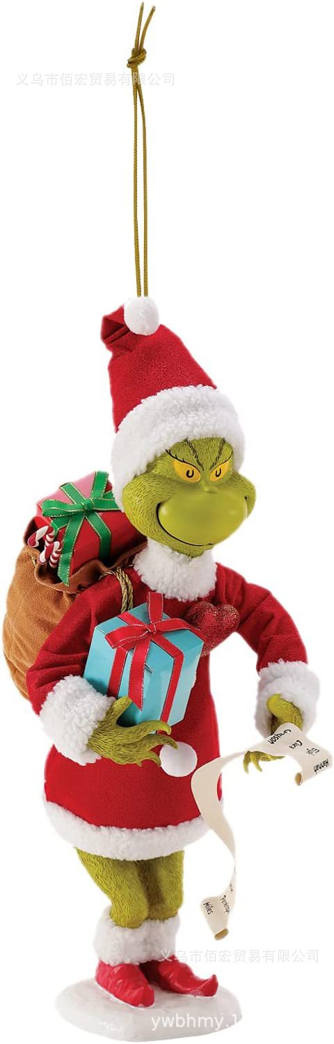 Adorno navideño de monstruo peludo verde nuevo de 2023, adorno de dibujos animados para árbol de Navidad, decoración navideña para el hogar, coche y vehículo.