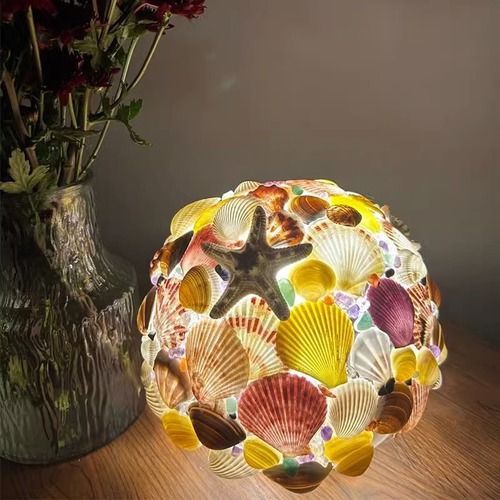 Handmade diy conch shell material package glass cover shell night light bedroom bedside creative gift ornaments