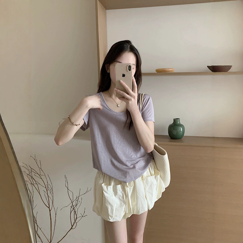 Real Shot of 7-Color Ice Silk T-Shirt, 2026 Summer New Short-Sleeve Women's T-Shirt, Cool and Breathable Loose Top, Slightly See-Through Real Shot of 7-Color Ice Silk T-Shirt, 2026 Summer New Short-Sleeve Women's T-Shirt, Cool and Breathable Loose Top, Slightly See-Through